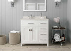 VHG MS-2136R-DWQSQ-WH-NM Caroline Parkway 36" Single Bath Vanity in White with White Quartz Top and Square Sink