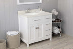 VHG MS-2136R-DWQSQ-WH-NM Caroline Parkway 36" Single Bath Vanity in White with White Quartz Top and Square Sink