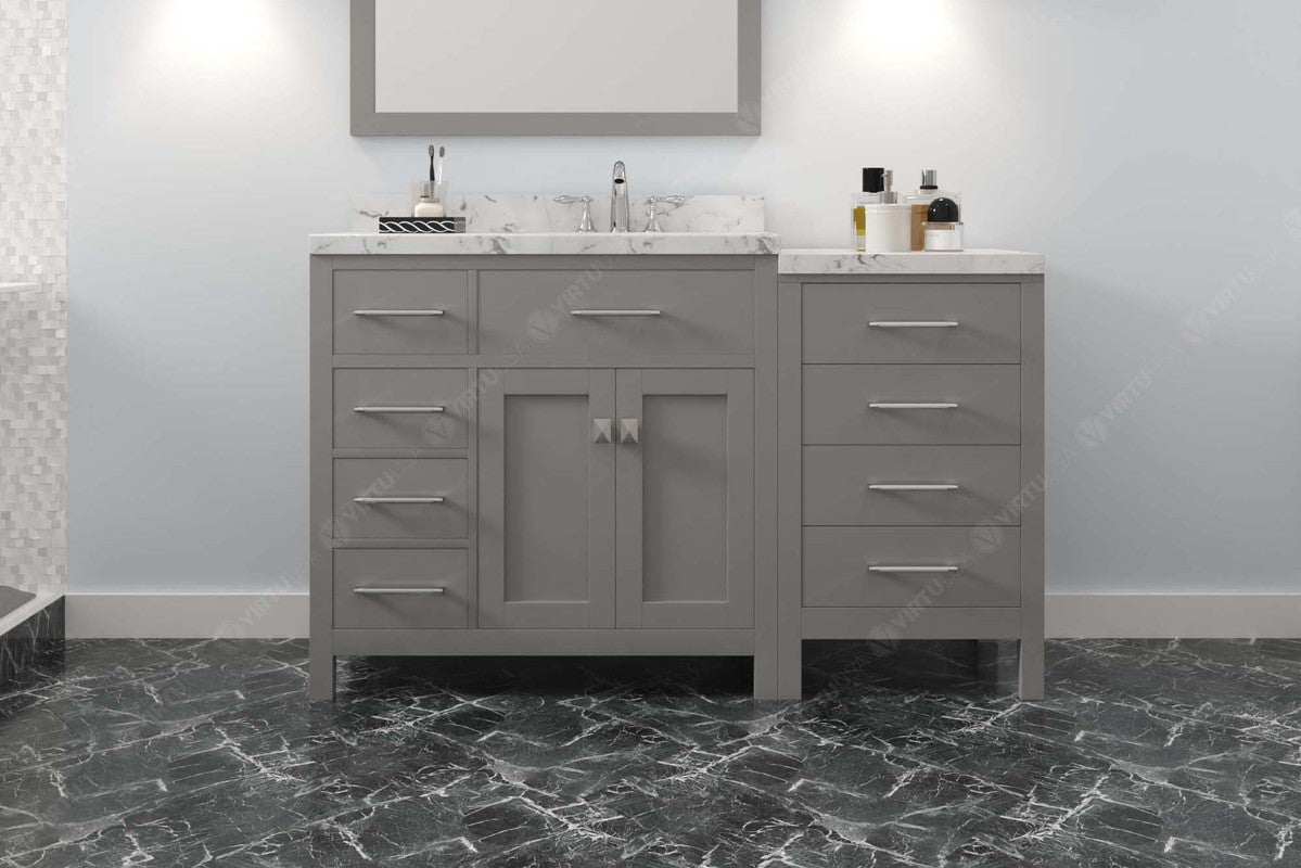 VHG MS-2157L-CMRO-GR-NM Caroline Parkway 57" Single Bath Vanity in Gray with Cultured Marble Quartz Top and Round Sink