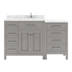 VHG MS-2157L-CMRO-GR-NM Caroline Parkway 57" Single Bath Vanity in Gray with Cultured Marble Quartz Top and Round Sink