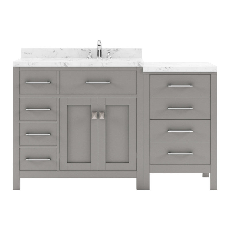 VHG MS-2157L-CMRO-GR-NM Caroline Parkway 57" Single Bath Vanity in Gray with Cultured Marble Quartz Top and Round Sink