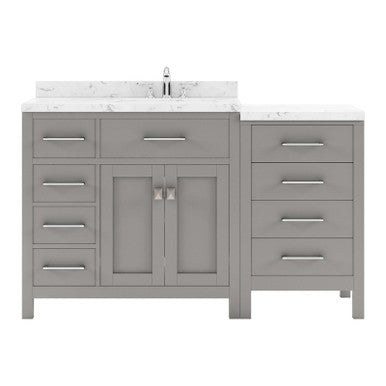 VHG MS-2157L-CMSQ-GR-NM Caroline Parkway 57" Single Bath Vanity in Gray with Cultured Marble Quartz Top and Square Sink