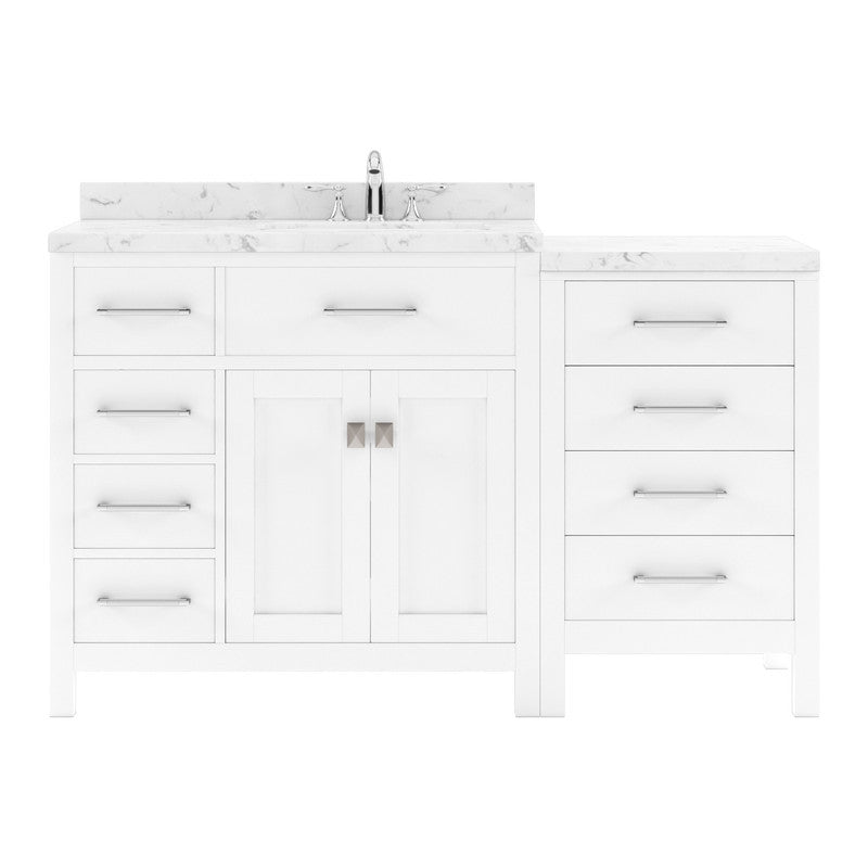 VHG MS-2157L-CMSQ-WH-NM Caroline Parkway 57" Single Bath Vanity in White with Cultured Marble Quartz Top and Square Sink