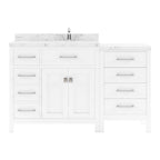 VHG MS-2157L-CMRO-WH-NM Caroline Parkway 57" Single Bath Vanity in White with Cultured Marble Quartz Top and Round Sink