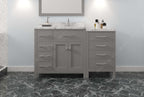 VHG MS-2157L-CMSQ-GR-NM Caroline Parkway 57" Single Bath Vanity in Gray with Cultured Marble Quartz Top and Square Sink