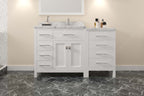 VHG MS-2157L-CMSQ-WH-NM Caroline Parkway 57" Single Bath Vanity in White with Cultured Marble Quartz Top and Square Sink