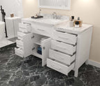 VHG MS-2157L-CMSQ-WH-NM Caroline Parkway 57" Single Bath Vanity in White with Cultured Marble Quartz Top and Square Sink