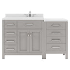 VHG MS-2157L-DWQRO-GR-NM Caroline Parkway 57" Single Bath Vanity in Gray with White Quartz Top and Round Sink