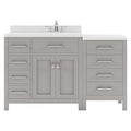 VHG MS-2157L-DWQRO-GR-NM Caroline Parkway 57" Single Bath Vanity in Gray with White Quartz Top and Round Sink