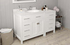 VHG MS-2157L-DWQRO-WH-NM Caroline Parkway 57" Single Bath Vanity in White with White Quartz Top and Round Sink