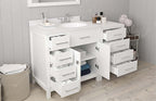 VHG MS-2157L-DWQRO-WH-NM Caroline Parkway 57" Single Bath Vanity in White with White Quartz Top and Round Sink