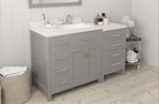 VHG MS-2157L-DWQSQ-GR-NM Caroline Parkway 57" Single Bath Vanity in Gray with White Quartz Top and Square Sink