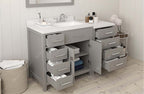 VHG MS-2157L-DWQSQ-GR-NM Caroline Parkway 57" Single Bath Vanity in Gray with White Quartz Top and Square Sink