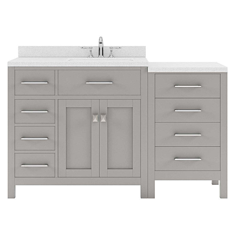 VHG MS-2157L-DWQSQ-GR-NM Caroline Parkway 57" Single Bath Vanity in Gray with White Quartz Top and Square Sink