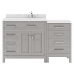 VHG MS-2157L-DWQSQ-GR-NM Caroline Parkway 57" Single Bath Vanity in Gray with White Quartz Top and Square Sink