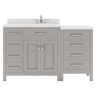 VHG MS-2157L-DWQSQ-GR-NM Caroline Parkway 57" Single Bath Vanity in Gray with White Quartz Top and Square Sink