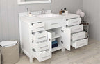 VHG MS-2157L-DWQSQ-WH-NM Caroline Parkway 57" Single Bath Vanity in White with White Quartz Top and Square Sink
