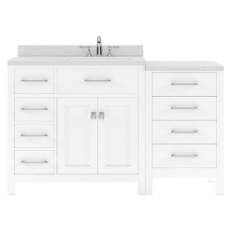 VHG MS-2157L-DWQSQ-WH-NM Caroline Parkway 57" Single Bath Vanity in White with White Quartz Top and Square Sink