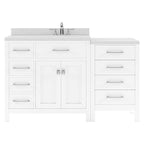 VHG MS-2157L-DWQSQ-WH-NM Caroline Parkway 57" Single Bath Vanity in White with White Quartz Top and Square Sink