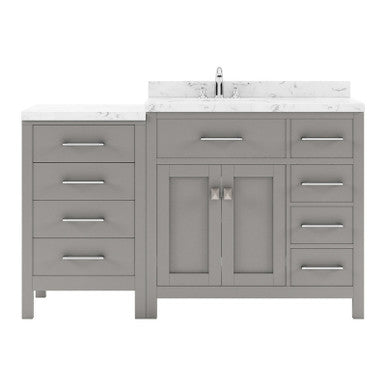 VHG MS-2157R-CMRO-GR-NM Caroline Parkway 57" Single Bath Vanity in Gray with Cultured Marble Quartz Top and Round Sink