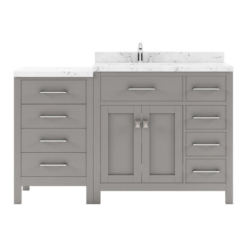VHG MS-2157R-CMSQ-GR-NM Caroline Parkway 57" Single Bath Vanity in Gray with Cultured Marble Quartz Top and Square Sink