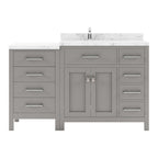 VHG MS-2157R-CMSQ-GR-NM Caroline Parkway 57" Single Bath Vanity in Gray with Cultured Marble Quartz Top and Square Sink