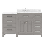VHG MS-2157R-CMSQ-GR-NM Caroline Parkway 57" Single Bath Vanity in Gray with Cultured Marble Quartz Top and Square Sink