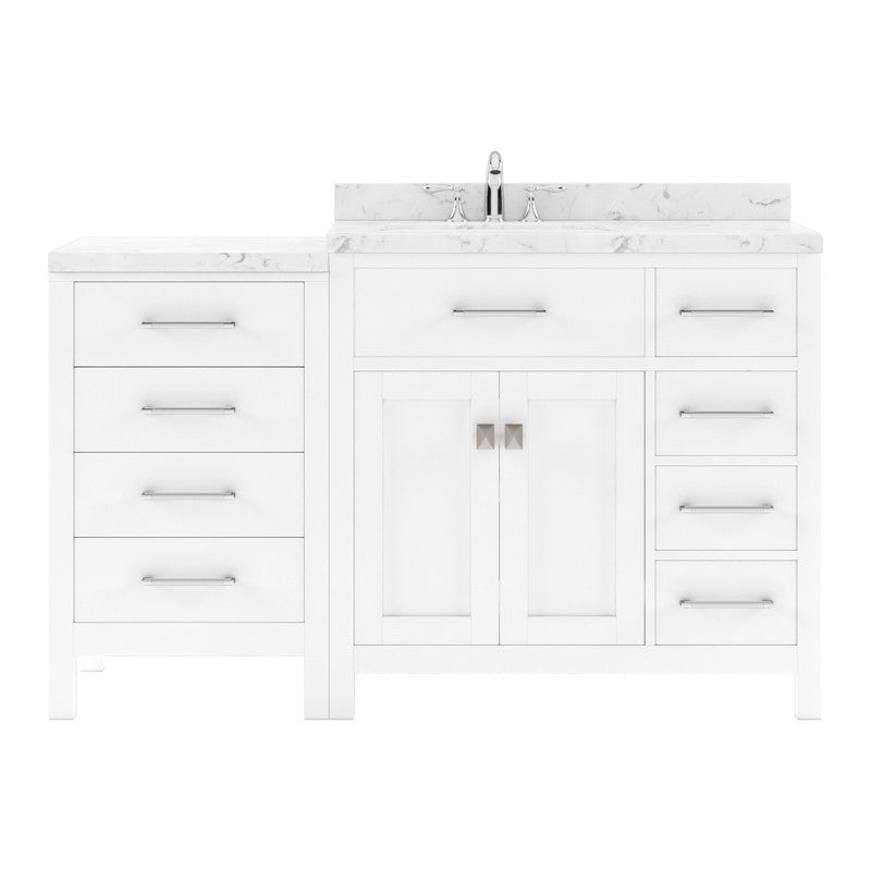 VHG MS-2157R-CMRO-WH-NM Caroline Parkway 57" Single Bath Vanity in White with Cultured Marble Quartz Top and Round Sink
