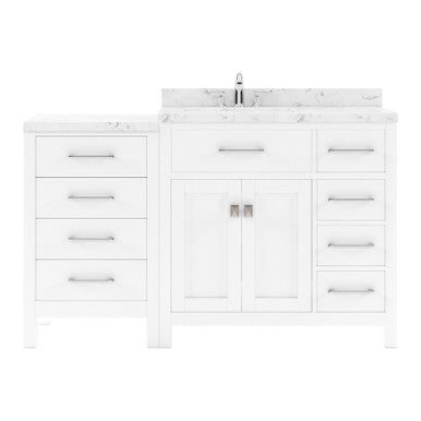 VHG MS-2157R-CMSQ-WH-NM Caroline Parkway 57" Single Bath Vanity in White with Cultured Marble Quartz Top and Square Sink