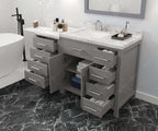 VHG MS-2157R-CMSQ-GR-NM Caroline Parkway 57" Single Bath Vanity in Gray with Cultured Marble Quartz Top and Square Sink