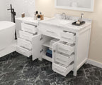VHG MS-2157R-CMSQ-WH-NM Caroline Parkway 57" Single Bath Vanity in White with Cultured Marble Quartz Top and Square Sink