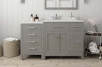 VHG MS-2157R-DWQRO-GR-NM Caroline Parkway 57" Single Bath Vanity in Gray with White Quartz Top and Round Sink