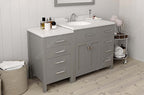 VHG MS-2157R-DWQRO-GR-NM Caroline Parkway 57" Single Bath Vanity in Gray with White Quartz Top and Round Sink