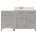 VHG MS-2157R-DWQRO-GR-NM Caroline Parkway 57" Single Bath Vanity in Gray with White Quartz Top and Round Sink