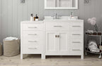 VHG MS-2157R-DWQRO-WH-NM Caroline Parkway 57" Single Bath Vanity in White with White Quartz Top and Round Sink