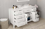 VHG MS-2157R-DWQRO-WH-NM Caroline Parkway 57" Single Bath Vanity in White with White Quartz Top and Round Sink