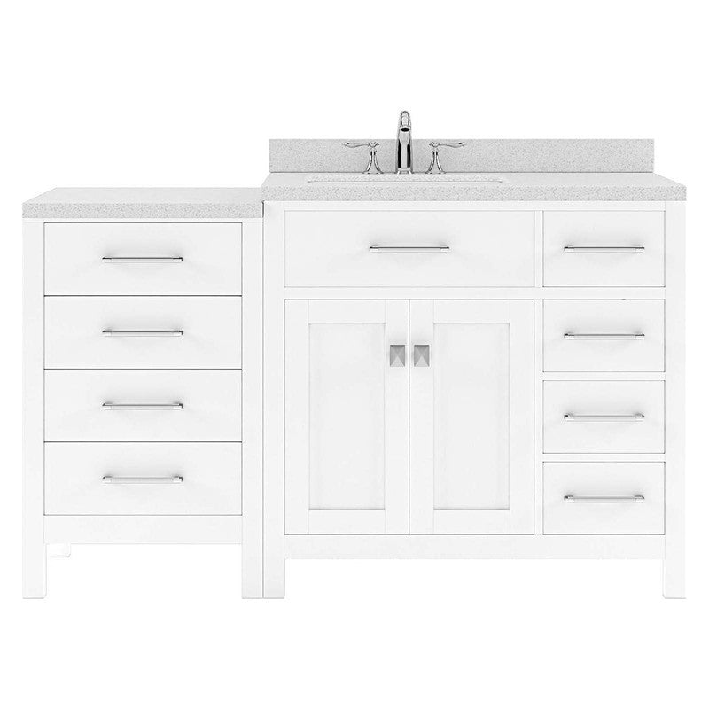 VHG MS-2157R-DWQRO-WH-NM Caroline Parkway 57" Single Bath Vanity in White with White Quartz Top and Round Sink