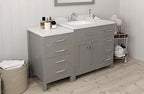 VHG MS-2157R-DWQSQ-GR-NM Caroline Parkway 57" Single Bath Vanity in Gray with White Quartz Top and Square Sink