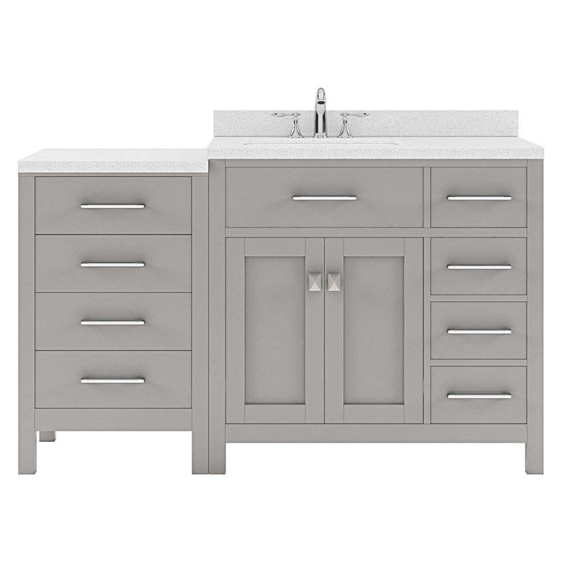 VHG MS-2157R-DWQSQ-GR-NM Caroline Parkway 57" Single Bath Vanity in Gray with White Quartz Top and Square Sink