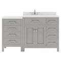 VHG MS-2157R-DWQSQ-GR-NM Caroline Parkway 57" Single Bath Vanity in Gray with White Quartz Top and Square Sink