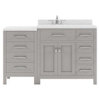 VHG MS-2157R-DWQSQ-GR-NM Caroline Parkway 57" Single Bath Vanity in Gray with White Quartz Top and Square Sink