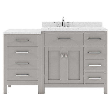 VHG MS-2157R-DWQSQ-GR-NM Caroline Parkway 57" Single Bath Vanity in Gray with White Quartz Top and Square Sink