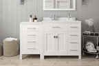 VHG MS-2157R-DWQSQ-WH-NM Caroline Parkway 57" Single Bath Vanity in White with White Quartz Top and Square Sink