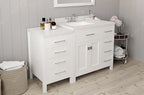VHG MS-2157R-DWQSQ-WH-NM Caroline Parkway 57" Single Bath Vanity in White with White Quartz Top and Square Sink