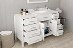 VHG MS-2157R-DWQSQ-WH-NM Caroline Parkway 57" Single Bath Vanity in White with White Quartz Top and Square Sink