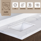 VHG WD-60060-SVSQ-DB-NM Vivian 60 in. Double Bath Vanity in Dark Oak with Statuario Venato Marble Quartz Top and Square Sinks