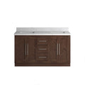 VHG WD-60060-SVSQ-DB-NM Vivian 60 in. Double Bath Vanity in Dark Oak with Statuario Venato Marble Quartz Top and Square Sinks