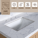 VHG WD-60060-SVSQ-LB-NM Vivian 60 in. Double Bath Vanity in Light Oak with Statuario Venato Marble Quartz Top and Square Sinks