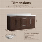 VHG WD-60072-SVSQ-DB-NM Vivian 72 in. Double Bath Vanity in Dark Oak with Statuario Venato Marble Quartz Top and Square Sinks