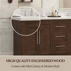 VHG WD-60072-SVSQ-DB-NM Vivian 72 in. Double Bath Vanity in Dark Oak with Statuario Venato Marble Quartz Top and Square Sinks